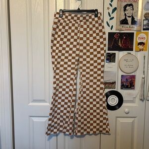 Grayson Threads Orange and White Checkered Flare Pants